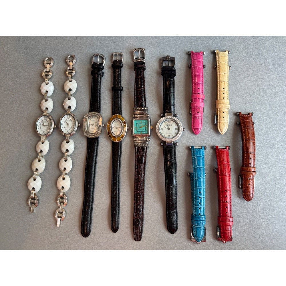 Watch Lot of 6 Ecclissi 925 Sterling Cases Leather Bands - Need Batteries